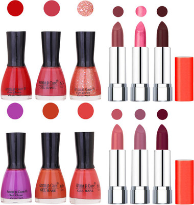 

Aroma Care Wholesale Rate Combo of Nail Polish and Rythm Lipstick 171(Set of 12)