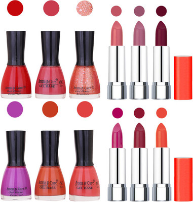 

Aroma Care Wholesale Rate Combo of Nail Polish and Rythm Lipstick 182(Set of 12)