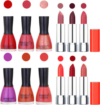 

Aroma Care Wholesale Rate Combo of Nail Polish and Rythm Lipstick 139(Set of 12)