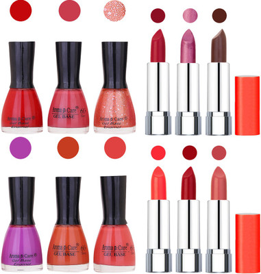 

Aroma Care Wholesale Rate Combo of Nail Polish and Rythm Lipstick 158(Set of 12)