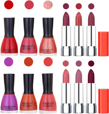 

Aroma Care Wholesale Rate Combo of Nail Polish and Rythm Lipstick 164(Set of 12)