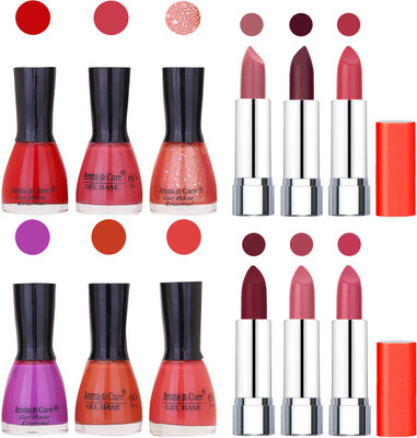 

Aroma Care Wholesale Rate Combo of Nail Polish and Rythm Lipstick 140(Set of 12)