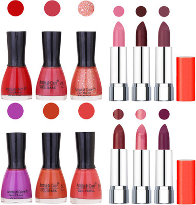

Aroma Care Wholesale Rate Combo of Nail Polish and Rythm Lipstick 153(Set of 12)