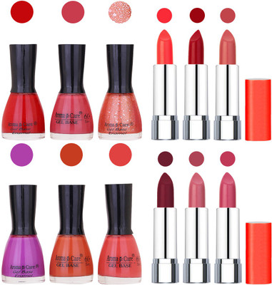

Aroma Care Wholesale Rate Combo of Nail Polish and Rythm Lipstick 189(Set of 12)