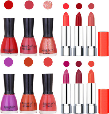 

Aroma Care Wholesale Rate Combo of Nail Polish and Rythm Lipstick 191(Set of 12)