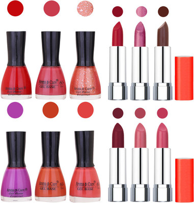 

Aroma Care Wholesale Rate Combo of Nail Polish and Rythm Lipstick 159(Set of 12)