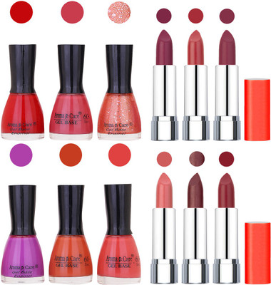 

Aroma Care Wholesale Rate Combo of Nail Polish and Rythm Lipstick 168(Set of 12)