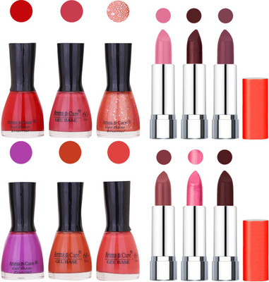 

Aroma Care Wholesale Rate Combo of Nail Polish and Rythm Lipstick 146(Set of 12)