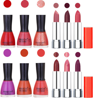 

Aroma Care Wholesale Rate Combo of Nail Polish and Rythm Lipstick 143(Set of 12)