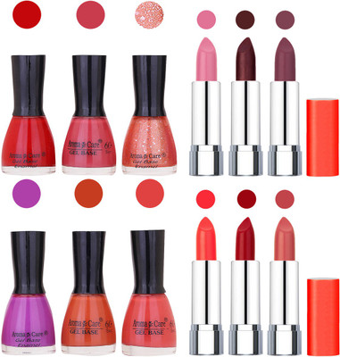 

Aroma Care Wholesale Rate Combo of Nail Polish and Rythm Lipstick 149(Set of 12)