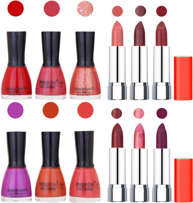 

Aroma Care Wholesale Rate Combo of Nail Polish and Rythm Lipstick 197(Set of 12)