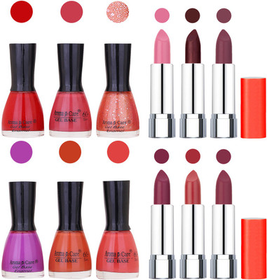 

Aroma Care Wholesale Rate Combo of Nail Polish and Rythm Lipstick 145(Set of 12)