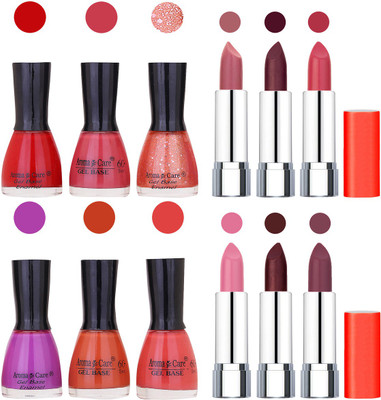 

Aroma Care Wholesale Rate Combo of Nail Polish and Rythm Lipstick 133(Set of 12)