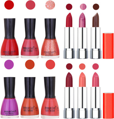 

Aroma Care Wholesale Rate Combo of Nail Polish and Rythm Lipstick 157(Set of 12)