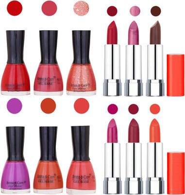

Aroma Care Wholesale Rate Combo of Nail Polish and Rythm Lipstick 161(Set of 12)