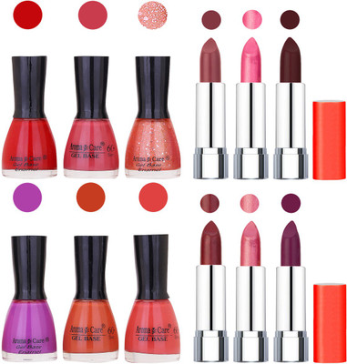 

Aroma Care Wholesale Rate Combo of Nail Polish and Rythm Lipstick 177(Set of 12)