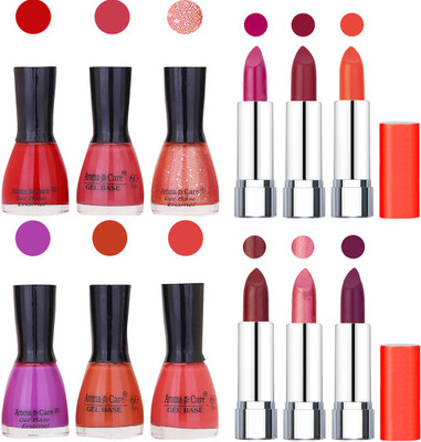 

Aroma Care Wholesale Rate Combo of Nail Polish and Rythm Lipstick 198(Set of 12)