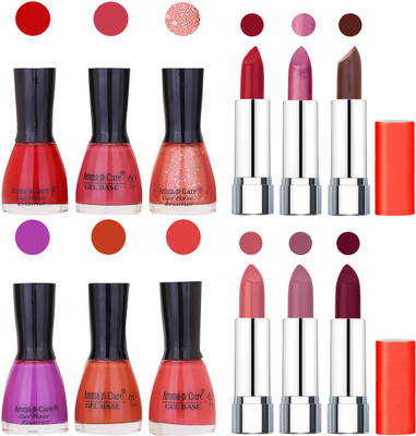 

Aroma Care Wholesale Rate Combo of Nail Polish and Rythm Lipstick 156(Set of 12)
