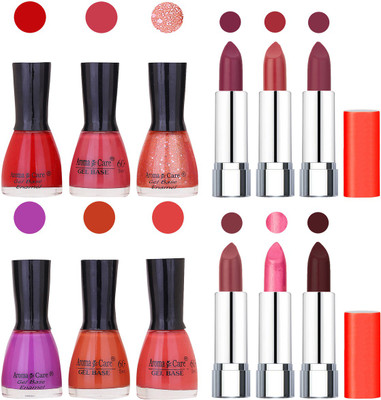

Aroma Care Wholesale Rate Combo of Nail Polish and Rythm Lipstick 163(Set of 12)