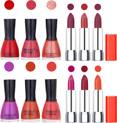 

Aroma Care Wholesale Rate Combo of Nail Polish and Rythm Lipstick 169(Set of 12)