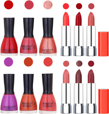 Aroma Care Wholesale Rate Combo of Nail Polish and Rythm Lipstick 190(Set of 12)