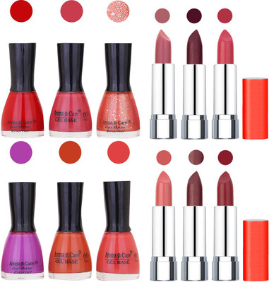 Aroma Care Wholesale Rate Combo of Nail Polish and Rythm Lipstick 141(Set of 12)