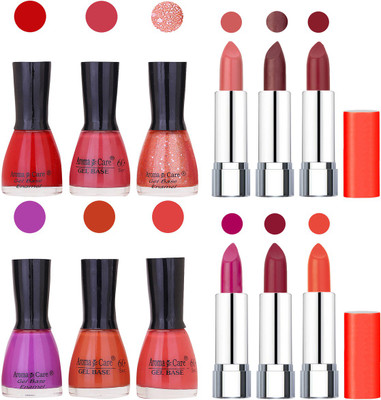 

Aroma Care Wholesale Rate Combo of Nail Polish and Rythm Lipstick 196(Set of 12)