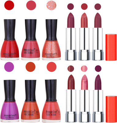 

Aroma Care Wholesale Rate Combo of Nail Polish and Rythm Lipstick 170(Set of 12)