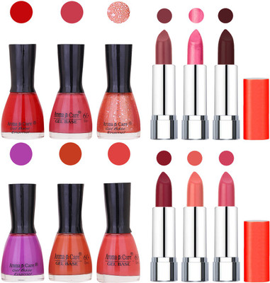 

Aroma Care Wholesale Rate Combo of Nail Polish and Rythm Lipstick 172(Set of 12)