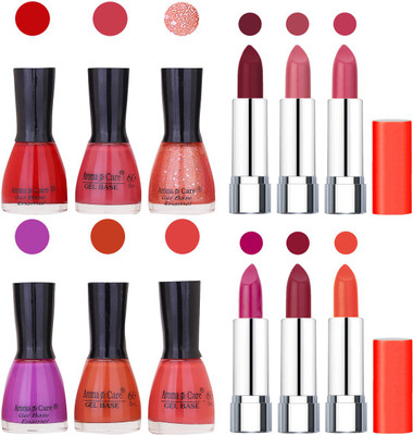 

Aroma Care Wholesale Rate Combo of Nail Polish and Rythm Lipstick 194(Set of 12)