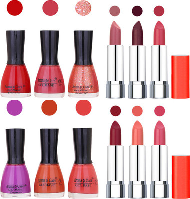 

Aroma Care Wholesale Rate Combo of Nail Polish and Rythm Lipstick 138(Set of 12)