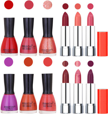 

Aroma Care Wholesale Rate Combo of Nail Polish and Rythm Lipstick 188(Set of 12)