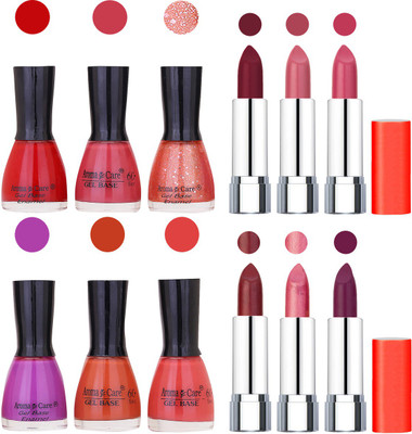 

Aroma Care Wholesale Rate Combo of Nail Polish and Rythm Lipstick 195(Set of 12)