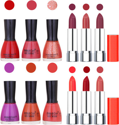 Aroma Care Wholesale Rate Combo of Nail Polish and Rythm Lipstick 166(Set of 12)
