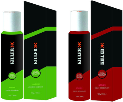 

Killer Strom And Marine Liquid Deodorant 150ML Each (Pack of 2) Perfume Body Spray - For Men & Women(300 ml, Pack of 2)