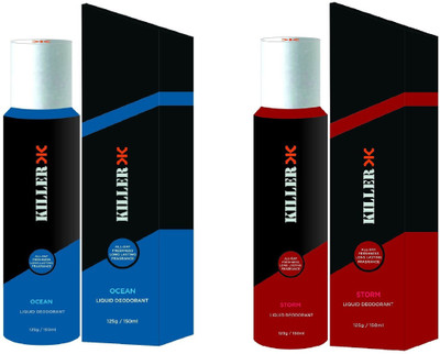 

Killer Ocean And Storm Liquid Deodorant 150ML Each (Pack of 2) Perfume Body Spray - For Men & Women(300 ml, Pack of 2)