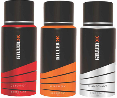 

Killer Obsession, Energy and Flamboyant Deodorant 150ML Each (Pack of 3) For Men and Women Deodorant Spray - For Men & Women(450 ml, Pack of 3)