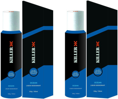 

Killer Ocean Liquid Deodorant 150ML Each (Pack of 2) Perfume Body Spray - For Men & Women(300 ml, Pack of 2)