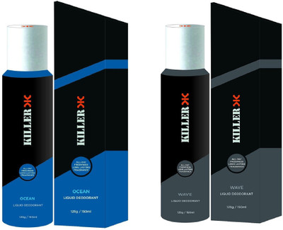 

Killer Ocean And Wave Liquid Deodorant 150ML Each (Pack of 2) Perfume Body Spray - For Men & Women(300 ml, Pack of 2)