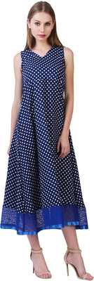 Shyammc Women Floral Print Straight Kurta(Blue)
