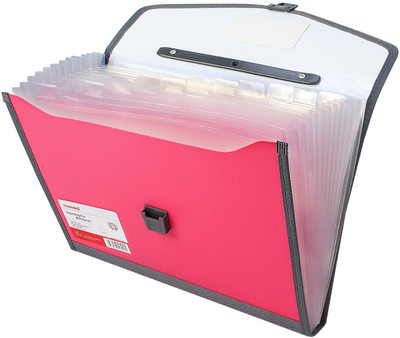 

TRANBO Polypropylene File Folder with 13 Pockets, Handle, Index Tab, A4 Size, Pink(Set Of 1, Pink)