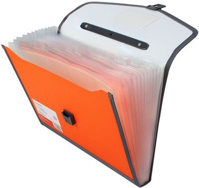 

TRANBO Polypropylene File Folder with 13 Pockets, Handle, Index Tab, A4 Size, Orange(Set Of 1, Orange)