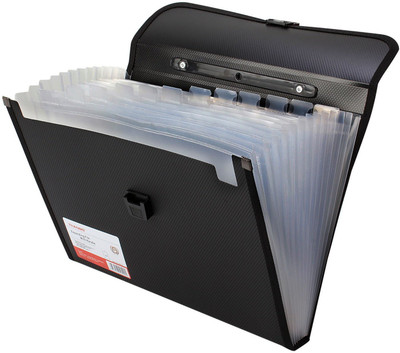 

TRANBO Polypropylene File Folder with 13 Pockets, Handle, Index Tab, A4 Size, Black(Set Of 1, Black)