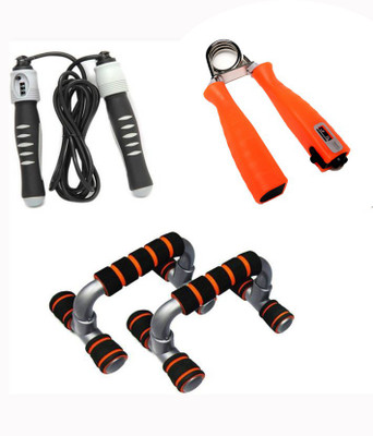 

GB Combo Of Push-up Bar , Meter Skipping Rope & Meter Hand Gripper Gym & Fitness Kit