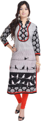 

Porcupine Casual Self Design Women's Kurti(White