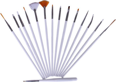

techdizi 15pcs Nail Art Design Painting Drawing UV Polish Brush Tools Set Kit(White)