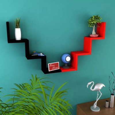 

all crafts art w shape wall rank shelf MDF Wall Shelf(Number of Shelves - 2, Multicolor)