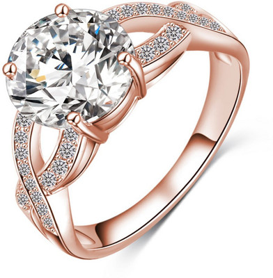 

Jewels Galaxy Luxuria Copper Crystal Gold-plated Plated Ring, White