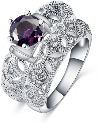 

Jewels Galaxy Luxuria Copper Crystal Platinum Plated Ring, Purple