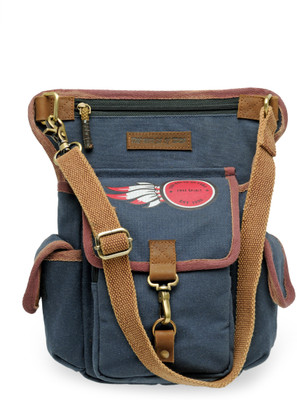 

The House of Tara Men & Women Casual Blue Canvas, Cotton Sling Bag